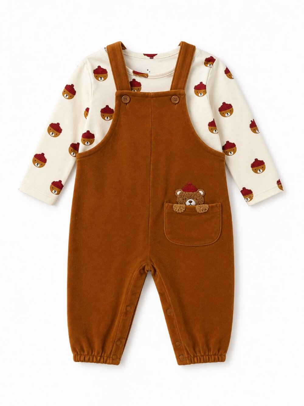 NWT Cloud Island Toddler Boys 2-Piece Romper Set Size 12M Super Soft Bear Print